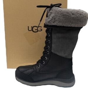 Authentic Ugg Adirondack III Tall Boot Black Gray Womens Waterproof Winter Snow